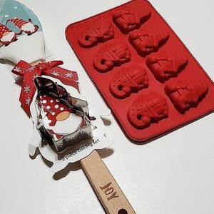 Gnomes Shaped Silicone Chocolate Molds, Cookie Cutter, & Spatula 4 Pc. Set